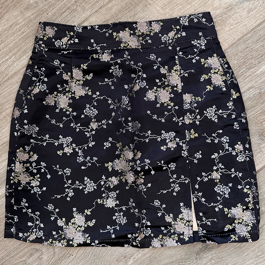 Black Satin Mini Skirt